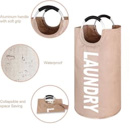 Opvouwbare wasmand - 82 liter inhoud - Wasverzamelaar met handvat - Oxford stoffen wasmand - Waterdichte waszak - Wasmand - Draagbare wassorteerder - Opbergcontainer - Flessenverzamelaar-Donkerblauw — thumbnail 5