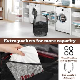Opvouwbare wasmand - Waszak - Opvouwbare wasmand - Pop-up wasmand met verstevigde handgreep - Geschikt voor zakenreizen - Toerisme en kamperen - Roze - 58*36*36cm — thumbnail 2