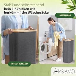 Wasmand met 4 vakken, ruimtebesparend design en bamboeconstructie — thumbnail 4