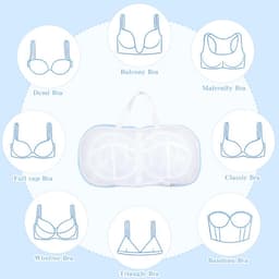 4 stuks - Dames BH-waszak - BH-tas - BH-waszak - Waszak van mesh - Ritssluiting - Dubbele laag stretch mesh - Anti-deformatie - Fijne mesh - 32,5 x 21 cm - Blauw - Wasmachinebestendig — thumbnail 2