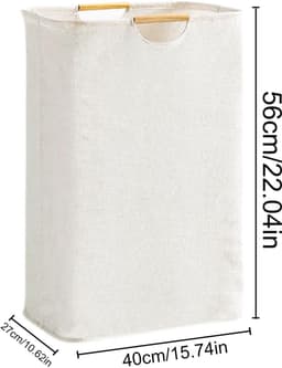 STILVORA Wasmanden - Stoffen Wasmand Wasmand Laundry Basket Opvouwbare Wasmand Met Hengsel Grote Wasmand Voor Badkamer / Slaapkamer, Oxford-Stof, Wit — thumbnail 3
