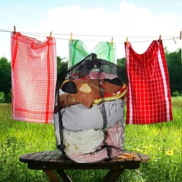 Set van 10 gaaszakjes met trekkoord - Grote nylon waszakken van gaas - Te gebruiken als cadeauzakjes, vaatwaszakjes - Met schuifbaar trekkoord - Geschikt voor keuken, sieraden, huwelijksgeschenken, huishoudelijke artikelen (30 x 40 cm) — thumbnail 3
