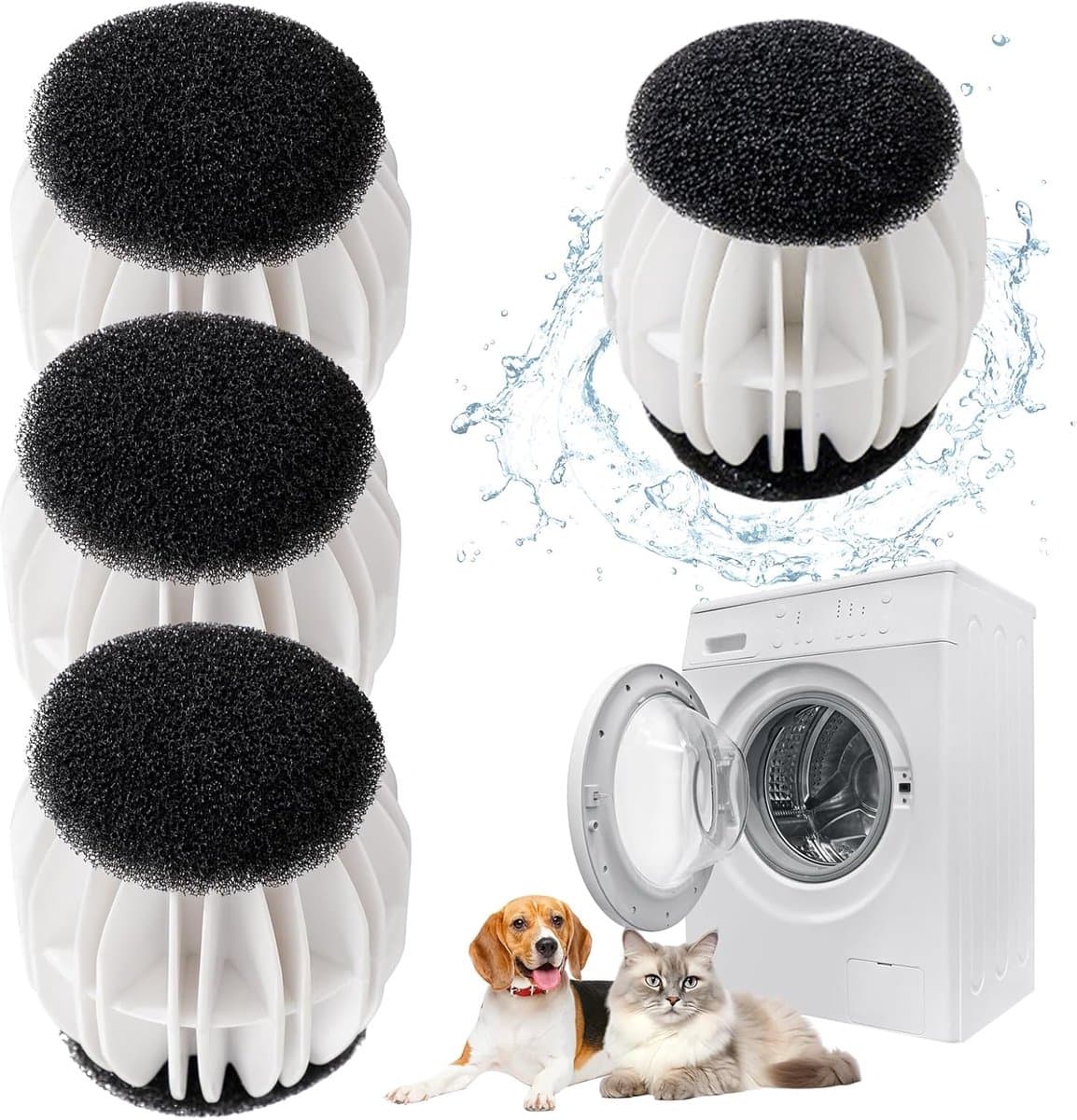 Dierenhaarverwijderaar wasmachine 4 stuks - anti-pluisballen hondenhaar kattenhaar - herbruikbaar - pluisverwijderaar voor wasmachine - effectief tegen dierenharen — afbeelding 1