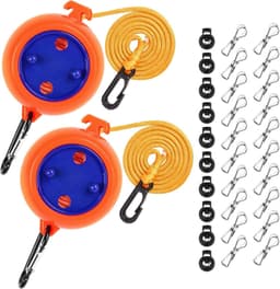 Intrekbare waslijn voor op reis - 2-pack, 10 meter draad, verstelbaar met 10 gespen, 20 wasknijpers - Oranje. — thumbnail 2