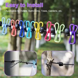 Intrekbare waslijn voor op reis - 1,8 meter lang - 2 stuks - inclusief 12 wasknijpers - draagbaar en ideaal voor camping en outdoor gebruik. — thumbnail 5