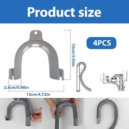 4 vaste beugels, universele ophangbeugel voor afvoerleidingen, wasmachines, vaatwassers, slanggeleiders, wasmachineaccessoires, wasmachine-afvoeradapters, antiknikbeschermingsslangen — thumbnail 2