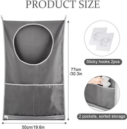 Unyqoos® Opvouwbare hangende waszak met ritssluiting voor ruimtebesparing en opslag — thumbnail 3