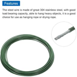 Allecta - Staalkabel 30 meter roestvrij staal 304 met vinyl coating en 6 aluminium hulzen voor wasrek optillen - Groen — thumbnail 5