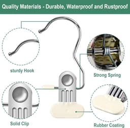48 Stuks - RVS Wasknijpers - Winddichte Wasknijpers - Houders - Metalen Handdoekclips - Ophangklemmen - Handdoekclips - Handdoekklem - Handdoeklusjes met Clip - Beige — thumbnail 4
