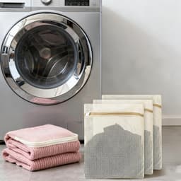 Waszakken - 3 Stuks - Wasnetten - Polyester - Bescherm je Wasgoed en Wasmachine - Waszakjes met Rits - Bh Waszak - Laundry Bag - Wasnetje - Wassorteerder - Packing Cubes - Travel Organizer - Geschikt voor thuis en op reis - 30x40cm - Khaki — thumbnail 2