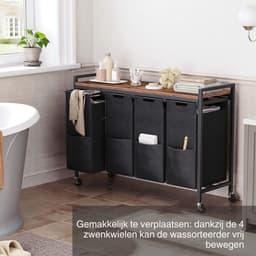 Wasmand met Plank en Wielen - 398L Oxford Doek Afneembare Waszak EBF04XY01 wassorteerder — thumbnail 3