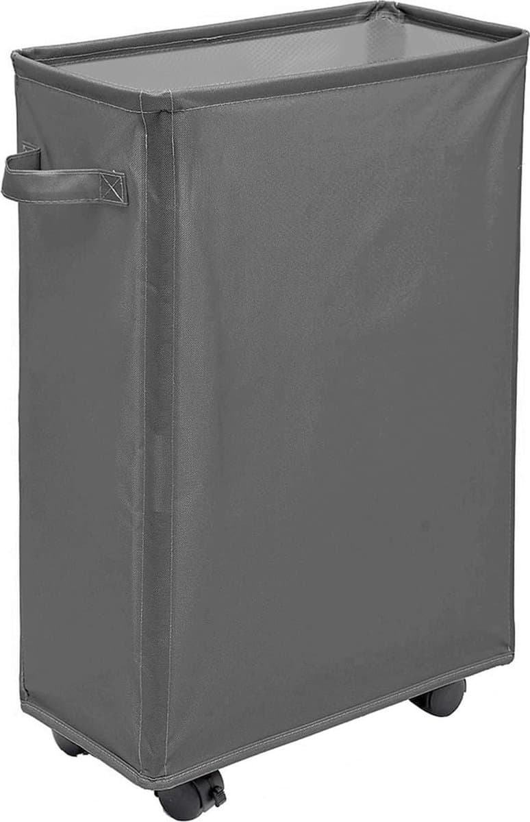 Dunne wasmand op wielen - opvouwbare wasmand - rechthoekige organizer - 40 l donkergrijs — afbeelding 1