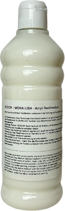 SÜDOR Textielmedium 500 ml. maakt van acrylverf textielverf, verbetert de hechting van acrylverf op stoffen. Wasmachinebestendig, wasbestendig. Textielverf medium, stofverf medium — thumbnail 2