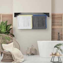 Premium Luxe Laundry Aluminium Wandmontage Droogrek - Opvouwbaar, Inklapbaar, Drievoudig - Ruimtebesparend Wasruimte Muur Droogrek - Wit folding wall laundry rack — thumbnail 2