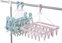 Sokkendroogrek 32 Knijpers – Droogcarrousel voor Sokken, BH’s & Ondergoed – Compact Wasrek – Windbestendig – Roze — thumbnail 3