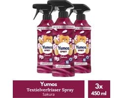 Yumos Textielverfrisser Sakura textielspray verwijdert geuren en laat een frisse geur achter - 3x 450ml — afbeelding 1