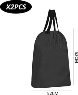 KZQ 2 stuks - Waszak - Opvouwbare waszak - Opvouwbare reistas - Waszak met trekkoord en grote capaciteit - Reiswaszak - Kledingzak voor kleding en speelgoed (52x52cm) — thumbnail 2