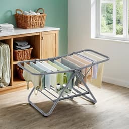 Opvouwbaar 2-Lagen Wasdroogrek - Ruimtebesparend Metalen Kledinghanger voor Kleine Kleding & Handdoeken, Vrijstaand Compact Ontwerp (44.45cm x 101.6cm x 53.34cm) — thumbnail 1