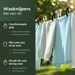 Gandria Wasknijpers 48 Stuks - Kunststof Wasknijpers - Set van 48 Plastic Knijpers - Wasrek Knijpers 10 Kg - Zwart/Wit en Wit/Zwart — thumbnail 2