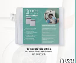 Loti Living Grote Waszakken Set 2 stuks – 60x90 cm – Waszak voor Beddengoed, Handdoeken & Kleding – Wasnet voor Wasmachine – Wit — thumbnail 5