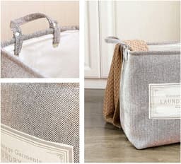 Wasmand wasbak ronde wasbak lichtgrijze wollen wasmand ronde wasmand kleding opbergdoos opvouwbare wasmand voor vuile was — thumbnail 4