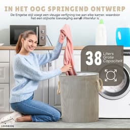 Terra - Wasmand - Wasmand Inklapbaar - Opvouwbare Wasmanden - 35 cm x 40 cm – Stijlvolle en Ruimtebesparende Wasmand voor Optimale Wasorganisatie - Engelse Stijl Wasmanden — thumbnail 3