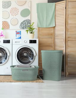 Curver Infinity Recycled Dots Wasmand met deksel - 60L - Groen — thumbnail 3