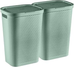 Curver Infinity Recycled Wasmand met deksel - 60L - 2 stuks - Groen — thumbnail 1