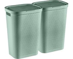 Curver Infinity Recycled Wasmand met deksel - 60L - 2 stuks - Groen — afbeelding 1