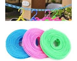 3 stuks Waslijn - Waslijndraad - Drooglijnen - Wasdraad - 5M - Winddichte antislip waslijn - Campingaccessoires - Outdoor - Draagbaar Droogtouw voor outdoor, camping, reizen, hanger of thuisgebruik — afbeelding 1
