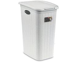 Wasmand met deksel 'Elegance' - 36 Liter - Met ventilatie - Handgrepen - Wit