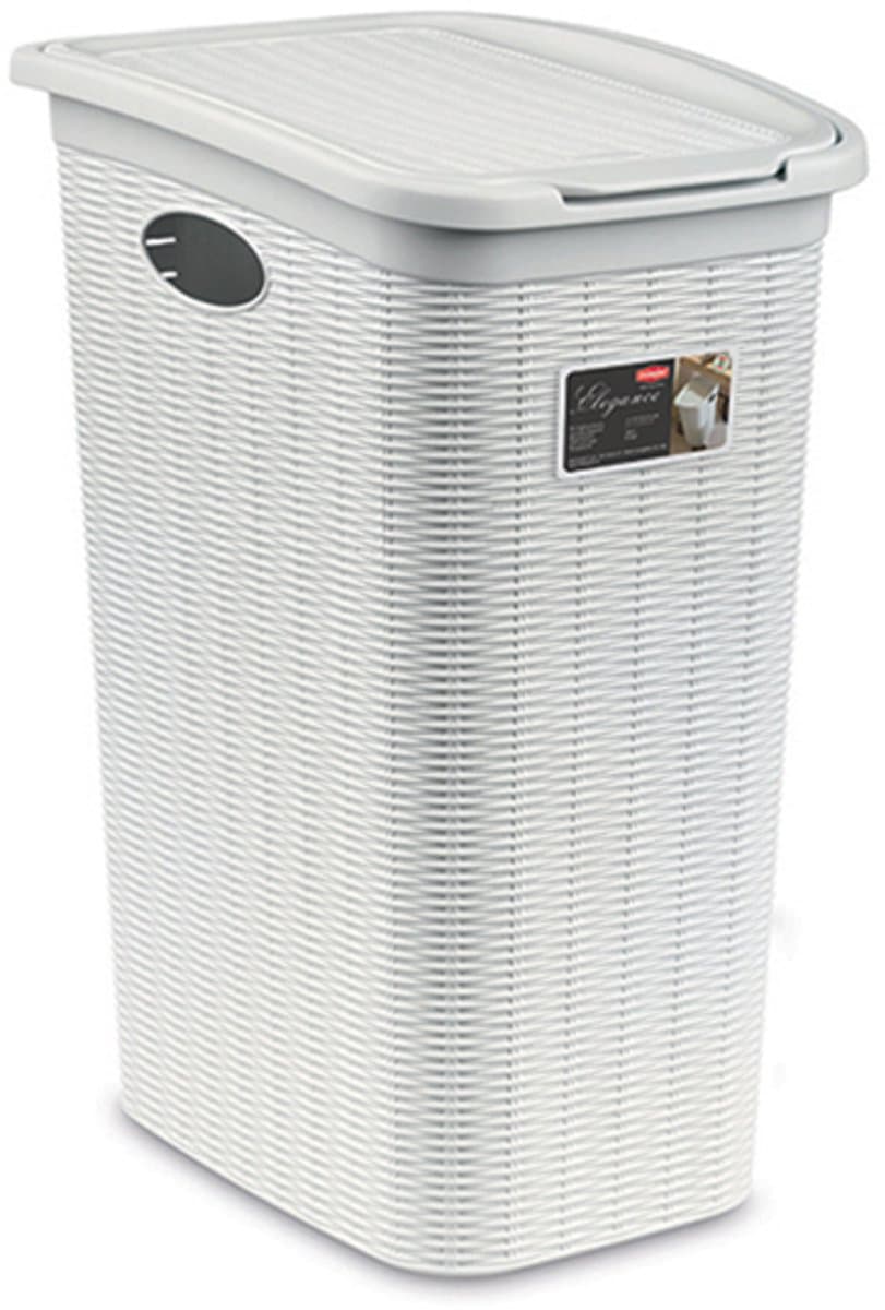 Wasmand met deksel 'Elegance' - 36 Liter - Met ventilatie - Handgrepen - Wit — afbeelding 1