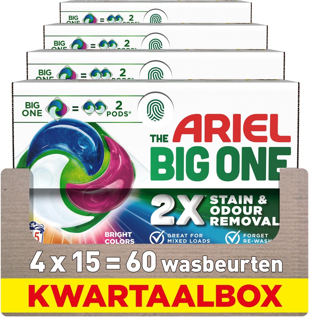 Ariel 3in1 Wasmiddel Pods The Big One Color - 4 x 15 stuks — afbeelding 1