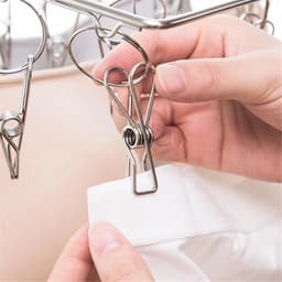 RVS kledingdroogrek met 20 clips - Draaibare hanger voor ondergoeddroger - Met winddichte haken - Geschikt voor handdoeken, bh's, handschoenen en babykleding - Geschikt voor binnen- en buitengebruik - Zilver — thumbnail 4