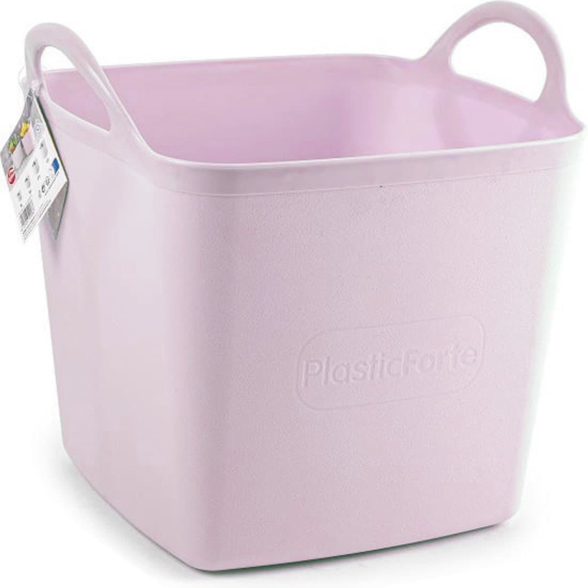 Plasticforte Kuip/emmer/wasmand - flexibel - roze - 43 liter - vierkant - kunststof - 40 x 40 x 44 cm — afbeelding 1