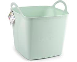 Plasticforte Kuip/emmer/wasmand - flexibel - lichtgroen - 27 liter - vierkant - kunststof - 36 x 34 x 37 cm — afbeelding 1