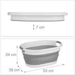 opvouwbare wasmand - 24 liter - kunststof - ruimtebesparend inklapbaar - handgrepen - grijs-wit — thumbnail 3