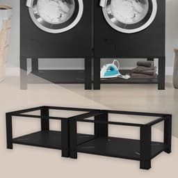 Wasmachine verhoger, Wasmachine Onderstel Dubbele 63x54x32 cm met legplank in zwart ML design — thumbnail 3