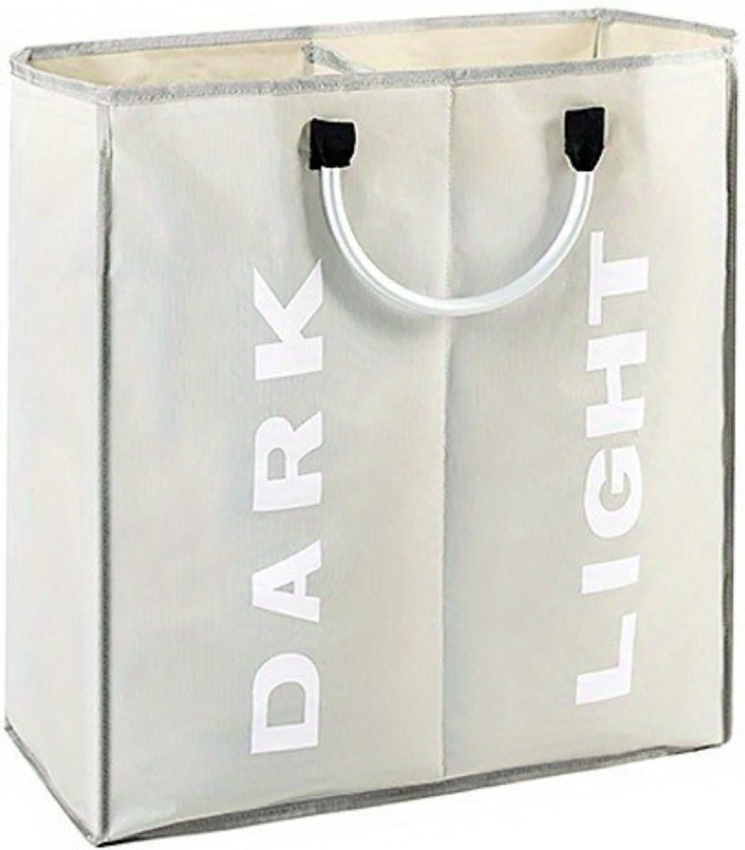 Bovista Wassorteerder - Wasmand 2 Vakken - Laundry Basket - Wassorteerder Op Wieltjes - Bag - Lichtgrijs — afbeelding 1