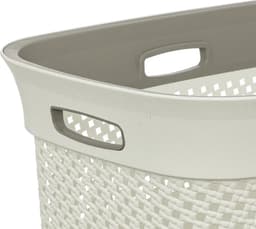 5Five Wasmand van rotan gevlochten - gebroken wit - kunststof - 45 liter - 59 x 39 x 27 cm - wasgoed manden — thumbnail 2