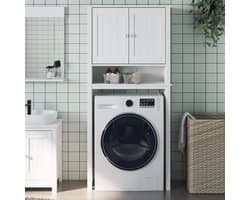 Wasmachine ombouw - Kast - Opbouwmeubel - Verhoger - Wasmachine meubel - Opbergkast - Hout - Wit