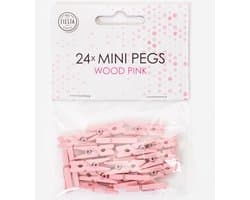 72 Mini houten knijpers Baby / Licht Roze - Feest Thema Polaroid Foto Ophangen Klein Knijper