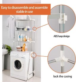 Wasruimte Plank - 3 Tier Over Wasmachine Opslag - Badkamer Organisatie Ruimtebesparende Rekken - Ivoor Wasmachine rek — thumbnail 3