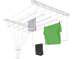 Plafondwasdroger - Ruimtebesparend droogrek 6 x 110 cm voor badkuip - Badkameraccessoires - Plafondmontage - Wit — afbeelding 1