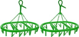 2x stuks droogcarrousel/droogmolentje groen met 20 knijpers - Droogrek/Droogmolen/Wasrekje — thumbnail 1