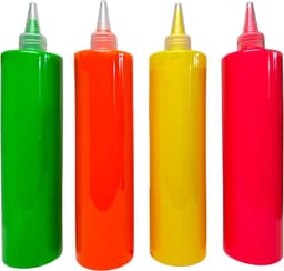 Südor Neon Textielverf set 4 x 500 ml. Wasbestendige textielverf voor lichte stoffen. Wasmachinebestendig, wasbestendig. Fixatie door strijken (Kleuren: neongeel, neongroen, neonroze, neonoranje) — thumbnail 2