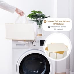 Bamboe Wasmand met Wieltjes en 4 Verdiepingen - Wasverzamelaar voor Badkamer - 121x34x42cm - 50kg Belastbaar - Natuur wassorteerder — thumbnail 4