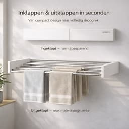 Vellano Wanddroogrek Inklapbaar – Premium Wasrek Muur 80 cm – 4 m Drooglengte – Stevig & Ruimtebesparend – Incl. Boormal & Bevestigingsset – wit — thumbnail 4