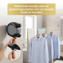 DIVERZA Waslijn 30M – Automatische en Oprolbare Drooglijn – 2 Waslijnen 15 meter – Wasrek – Droogrek – Binnen en Buiten – Zwart — thumbnail 3