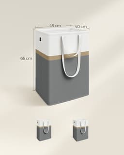 SONGMICS - Wasmand - Wasmanden Set van 2 - Opvouwbaar - Met Korte en Lange Handgrepen - Gemakkelijk te Dragen en Reinigen — thumbnail 2